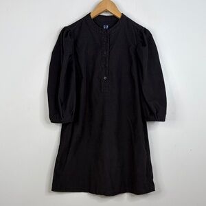Gap Corduroy Dress Womens Small Gray Brown Cotton Puff Sleeve Loose Pockets